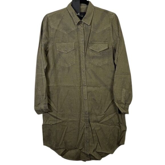 NEW! Rails Sandra Shirt Dress Snap Front Olive Black Tie Dye Size Small - Picture 3 of 14
